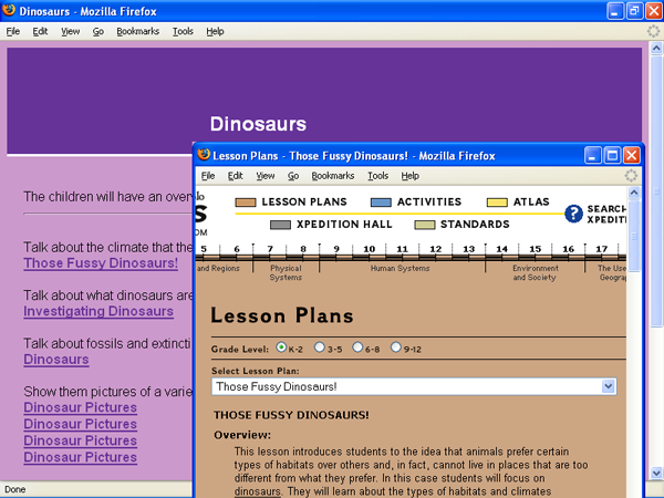 Screenshot of an IA project page aimed for kindergarten students